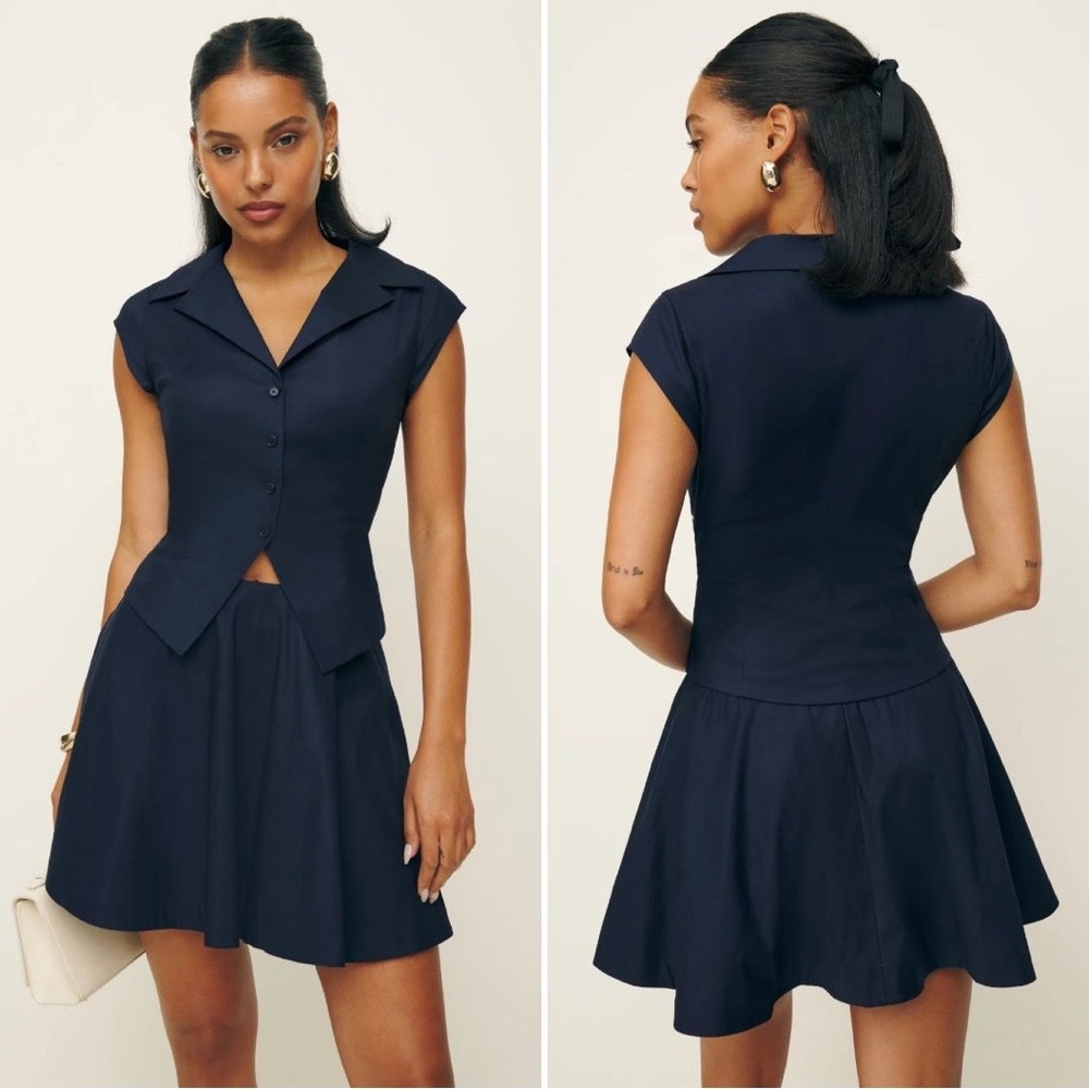 Reformation Navy Mini Dress